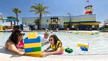 Outdoor pool, open 9:00 AM to 9:00 PM, pool umbrellas, sun loungers