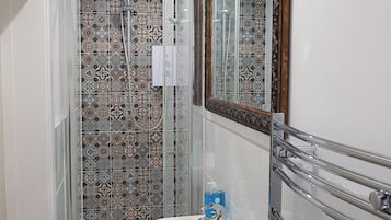 Hair dryer, towels, toilet paper