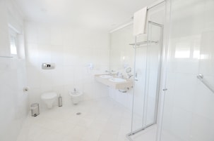 Chuveiro, produtos de toalete grátis, secador de cabelo, bidê
