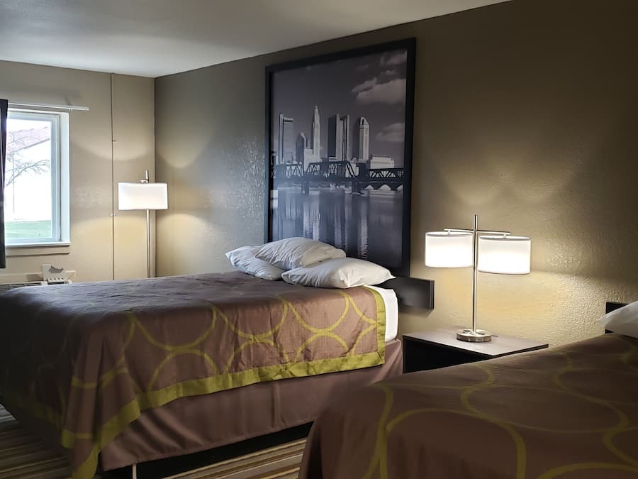 Desk, laptop workspace, blackout drapes, soundproofing