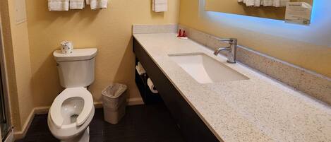 A bathroom with a toilet, sink, and towel rack.