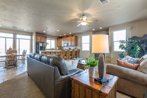 TV, fireplace, video games, ping pong