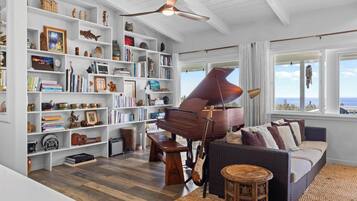 Smart TV, books, video library, stereo