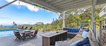 5-Acre Gated Retreat – Heated Pool & Spa, Horses, Orchard & Sweeping Ocean Views