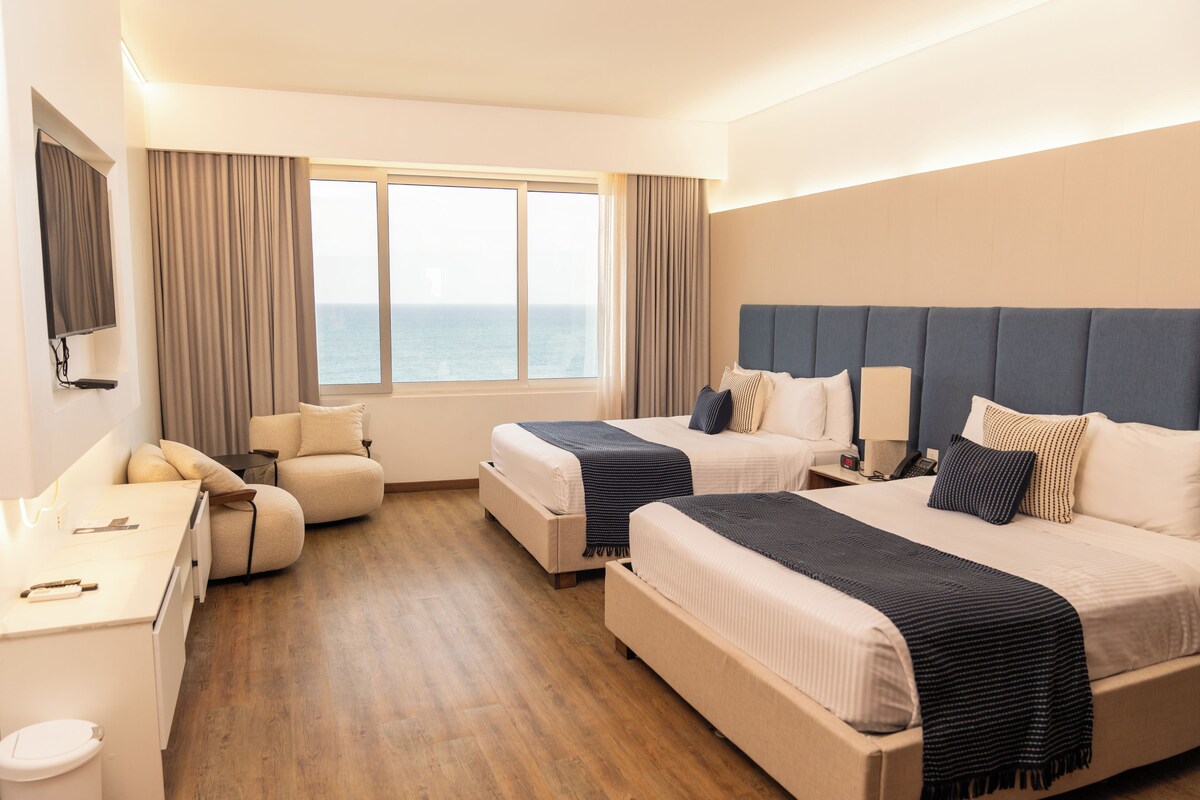 Superior Double Room, 2 Queen Beds, Non Smoking | Minibar, in-room safe, desk, soundproofing
