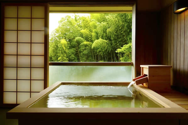 Traditional Suite, with open-air cypress bath | Bathroom