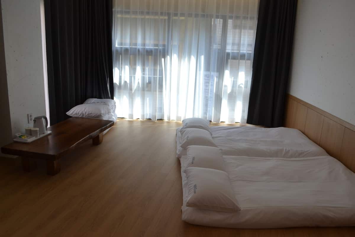 traditional room (ondol, include 2pax,pay extra on spot) | desk, blackout curtains, free wifi