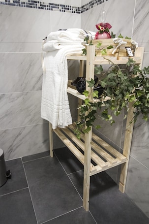 Deluxe Double Room | Bathroom | Shower, rainfall showerhead, free toiletries, hair dryer. B&B Arena