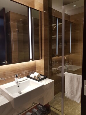 Suite Junior | Salle de bain | Douche, articles de toilette gratuits, sèche-cheveux