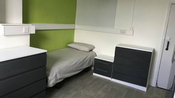 Desk, free WiFi, bed sheets