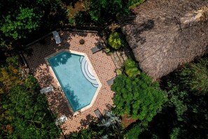 Outdoor pool, pool loungers