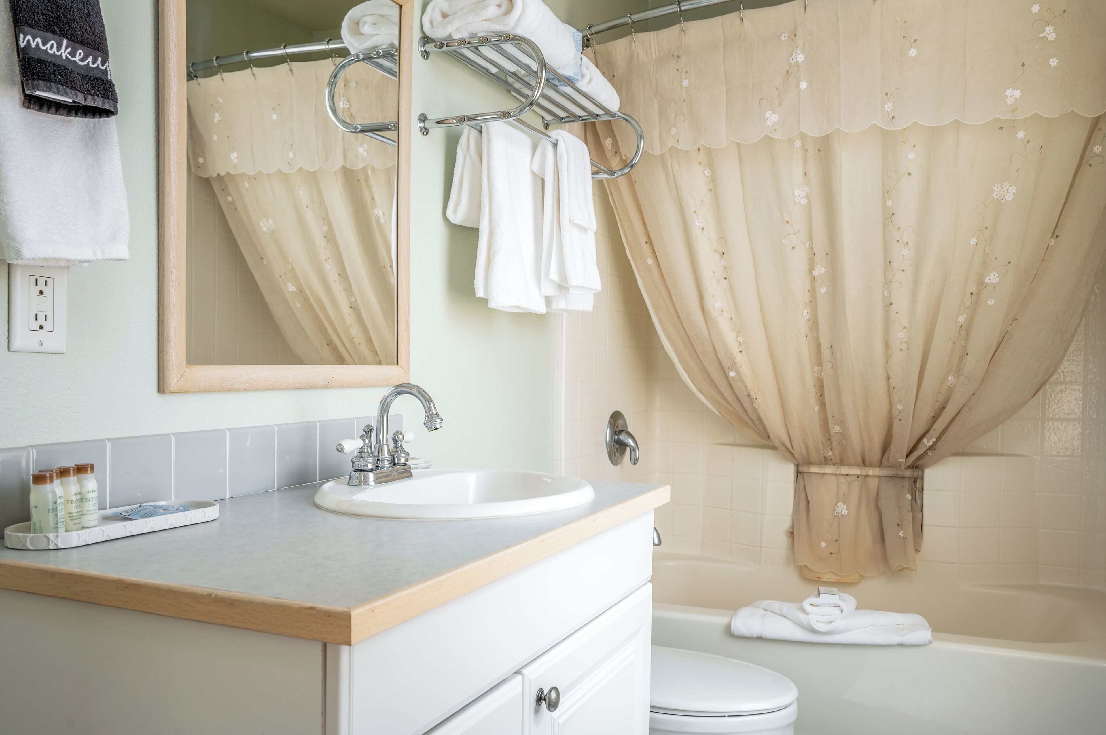 free toiletries, hair dryer, bathrobes, towels