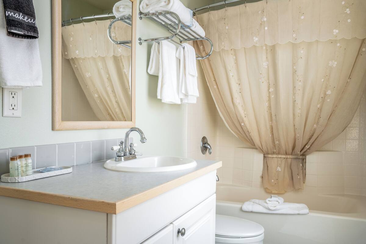 free toiletries, hair dryer, bathrobes, towels