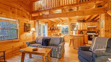 Smart TV, fireplace, video games, DVD player