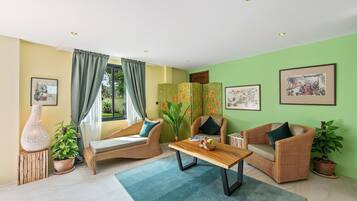 Een smart-tv, een dvd-speler, boeken en een filmbibliotheek