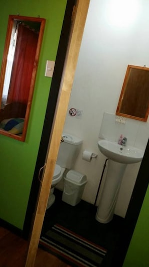 Shower, free toiletries, towels