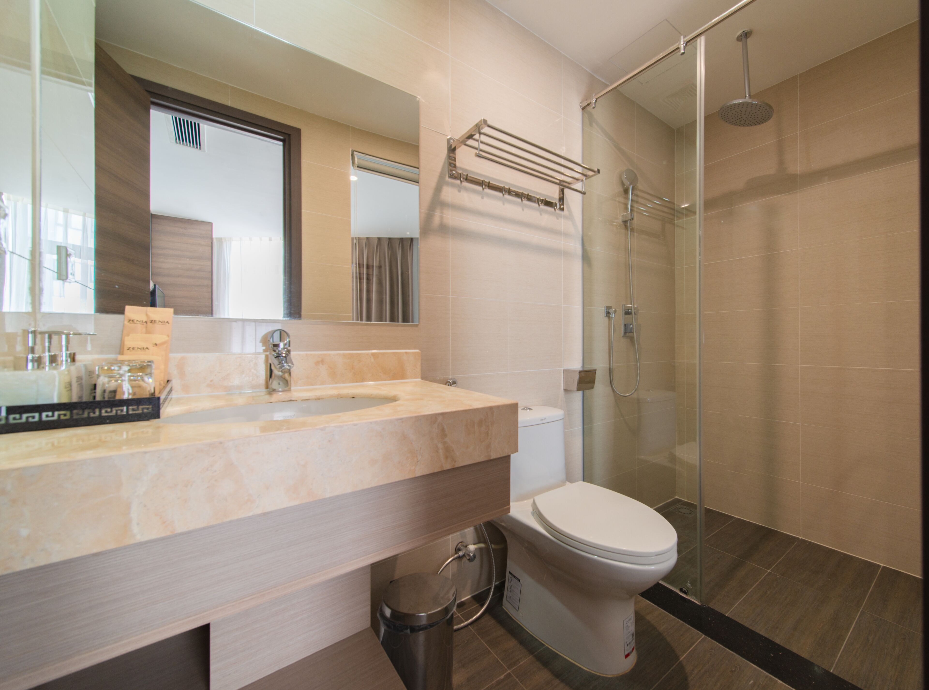 free toiletries, hair dryer, bathrobes, slippers