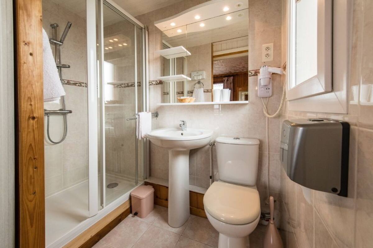 standard room, 1 double bed | bathroom | shower, free toiletries, hair dryer, towels