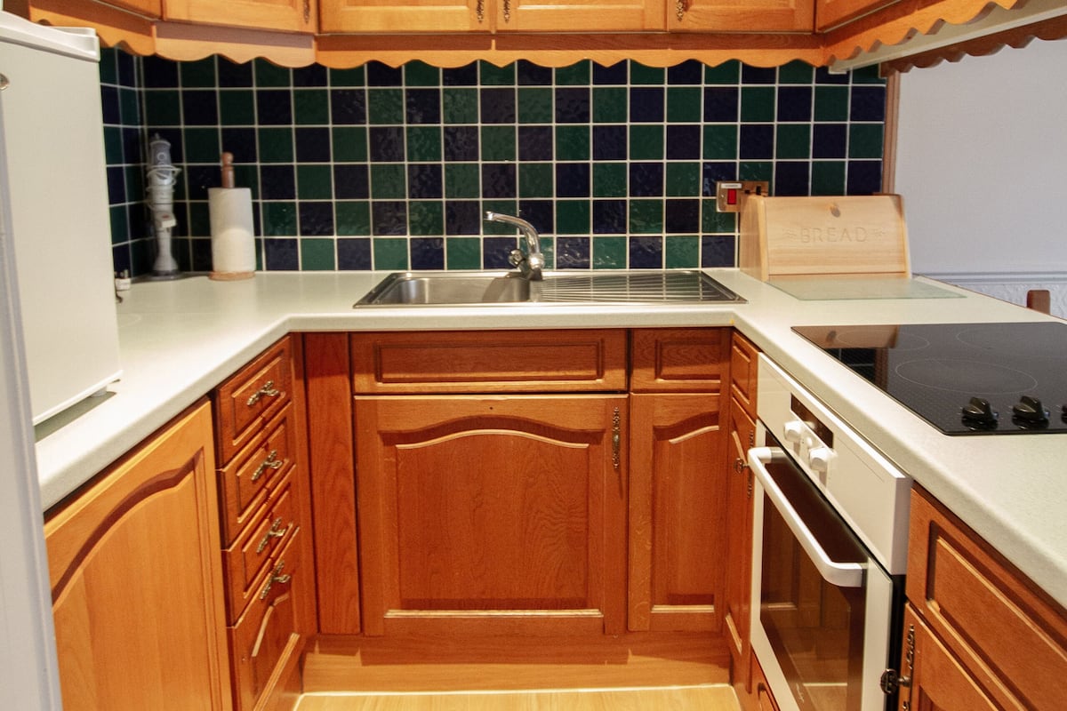 Full-size fridge, microwave, oven, stovetop