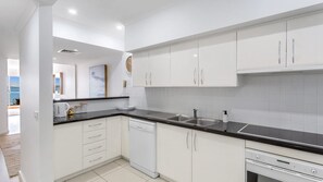 Fridge, microwave, oven, stovetop - Breakwater Apartment 403 - Magnificent Shoal Bay Views - Walk to Beach (Shoal Bay)