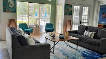 Smart TV, foosball, toys, books