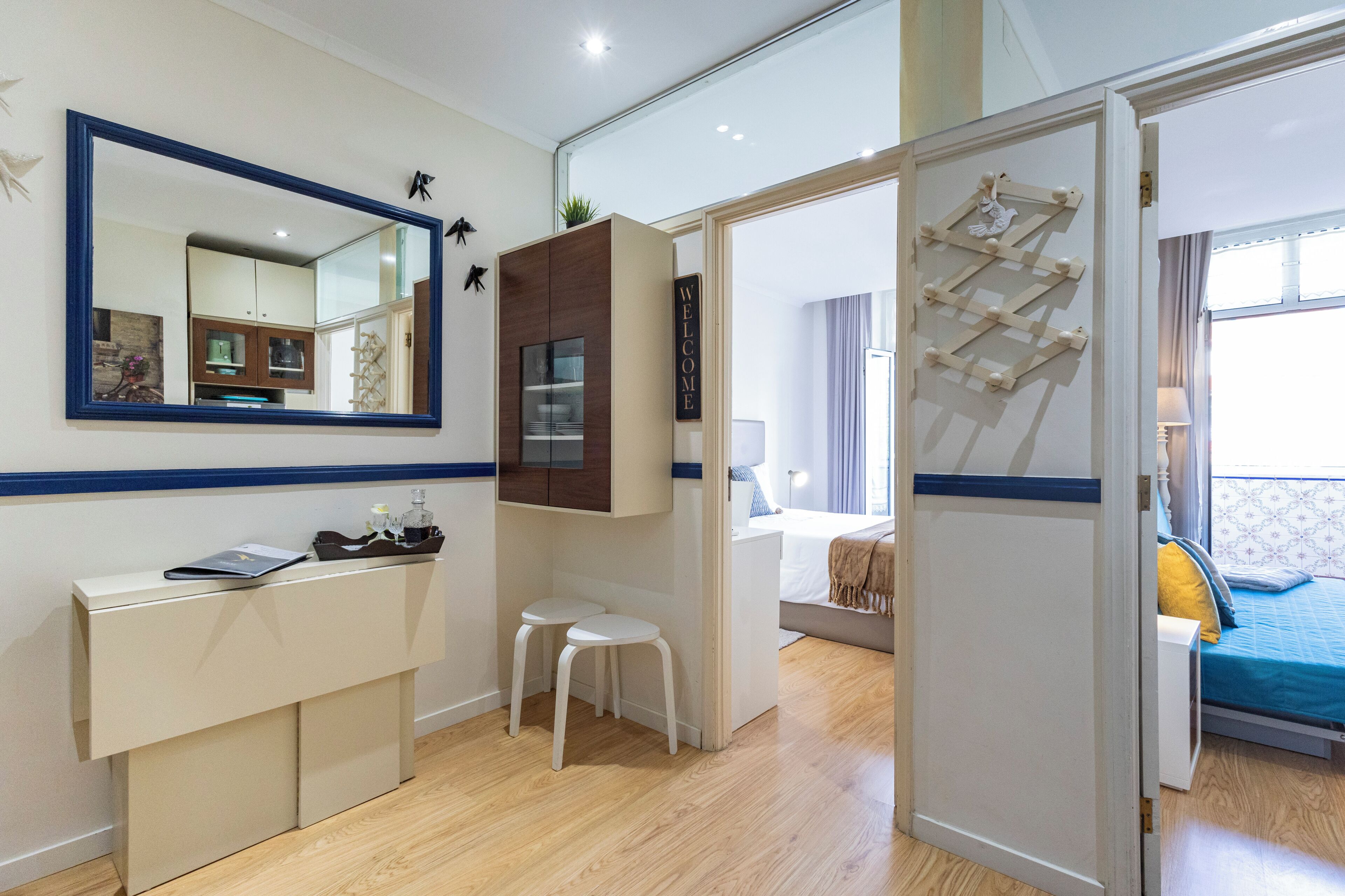 2 bedrooms, desk, soundproofing, iron/ironing board