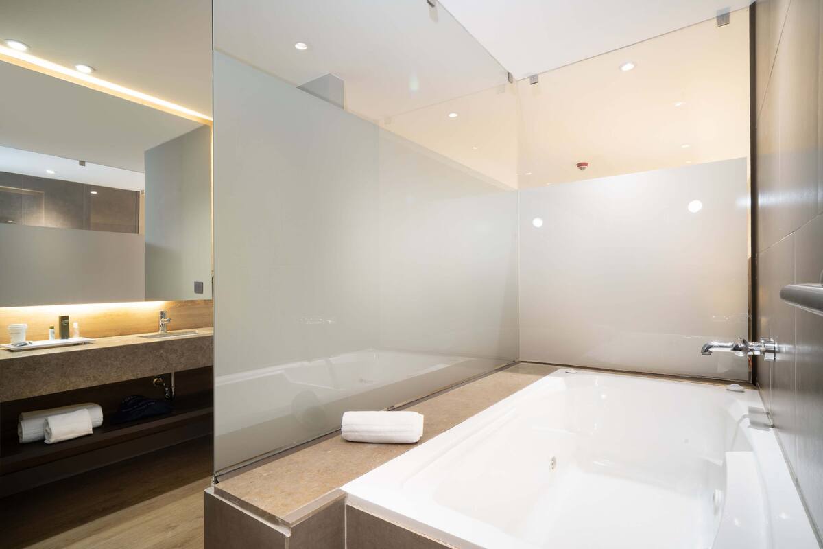 premium suite | bathroom | free toiletries, hair dryer, towels