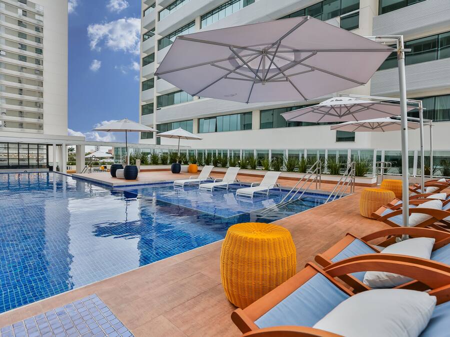 Outdoor pool, sun loungers