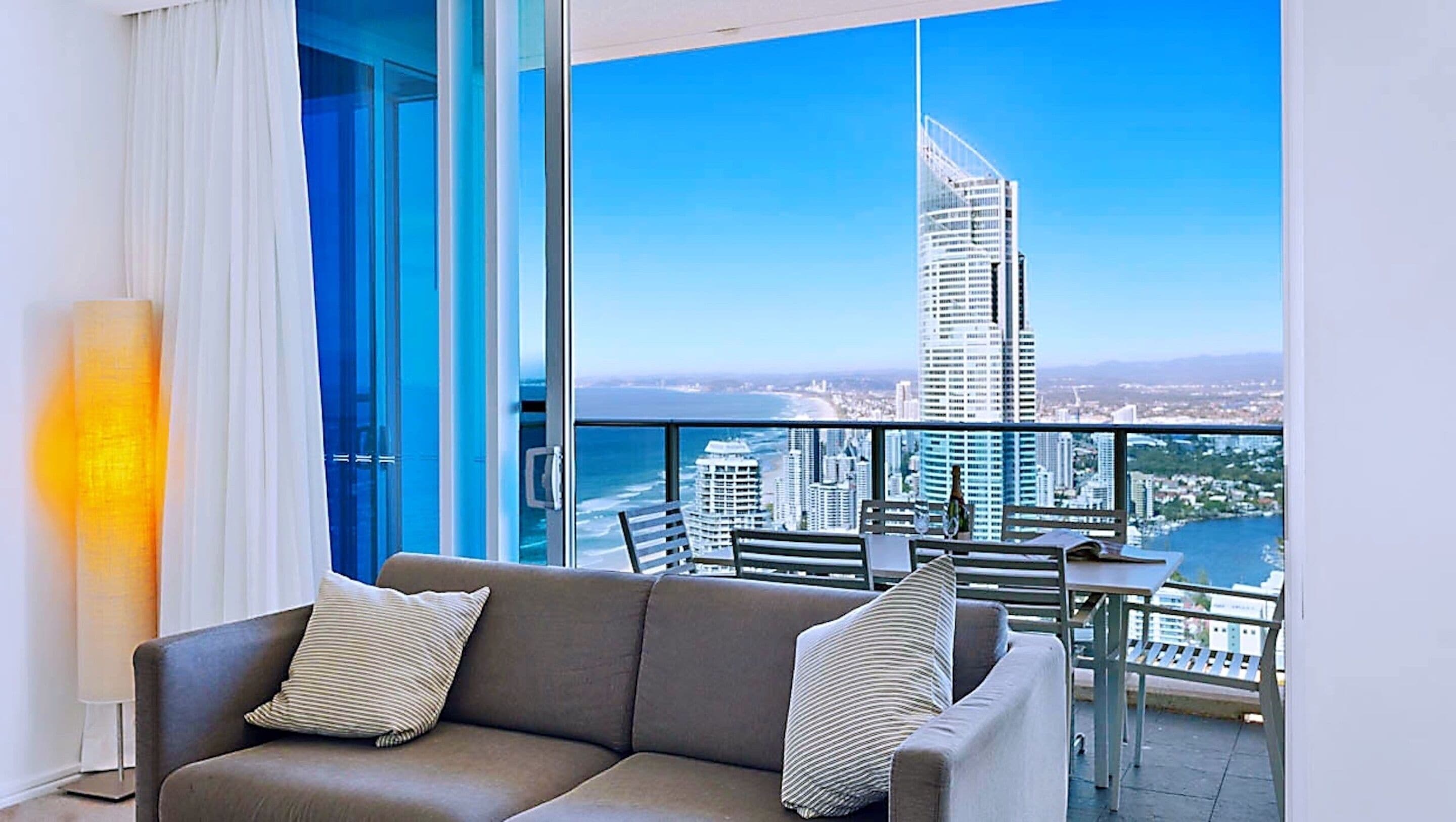 senior penthouse, 4 bedrooms, kitchenette, ocean view | living room | 75-inch flat-screen tv with digital channels, tv, netflix