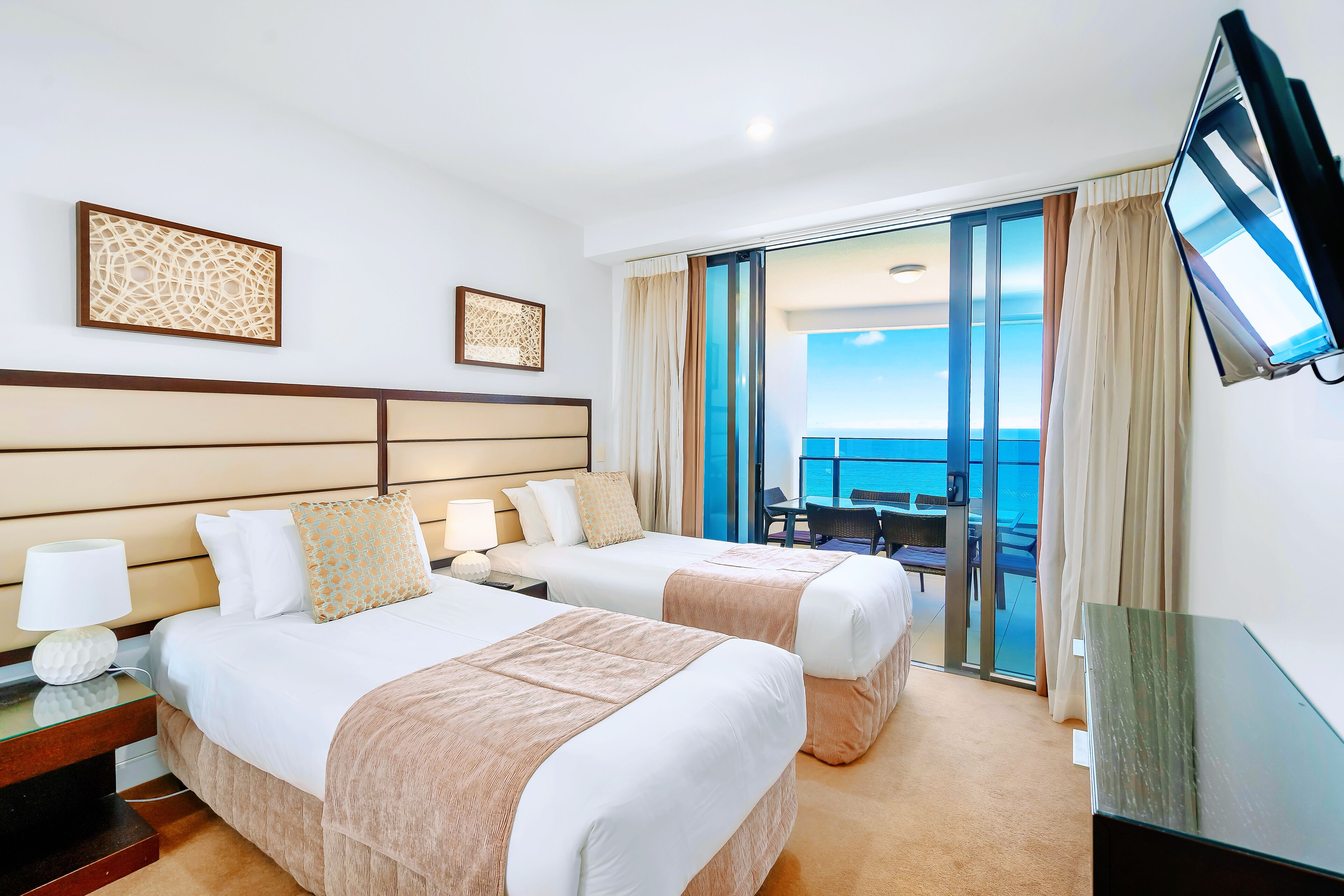 Individually decorated, individually furnished, desk, blackout drapes