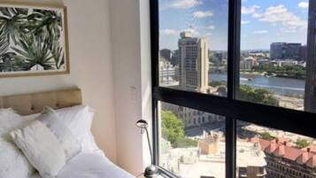 Blackout curtains, iron/ironing board, free WiFi, bed sheets