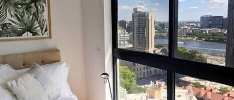 Blackout curtains, iron/ironing board, free WiFi, bed sheets