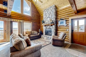 TV, fireplace, DVD player, foosball