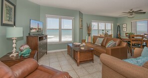 TV, DVD player - Spectacular Beachfront Views from this Tastefully Decorated Condo ~ PH5B Palm House (New Smyrna Beach)