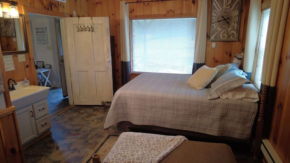 1 bedroom, desk, iron/ironing board, travel crib