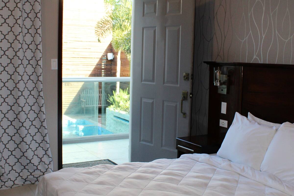 pool view single room | 1 bedroom, egyptian cotton sheets, premium bedding, down duvets