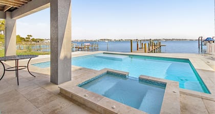 Brand-new bayfront home with a private pool.