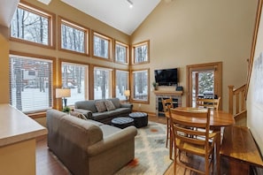 TV, fireplace, DVD player