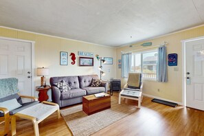 TV, fireplace, DVD player, books