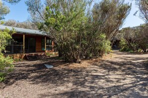 A cabin with a metal roof, surrounded by dense vegetation and a dirt path leading to it. - The Heyfield Hideaway Rye - PAY 2, STAY 3 Nights! (RYE)