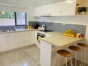 Microwave, oven, coffee/tea maker, electric kettle
