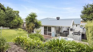 A residential property with a covered outdoor seating area, a swimming pool, and a well-maintained garden. - Lady Nelson, Sorrento - hot tub. (SORRENTO)