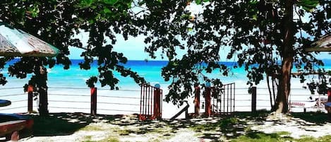 Private beach, white sand, free beach cabanas, beach umbrellas