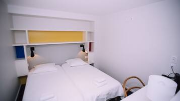 Desk, laptop workspace, blackout curtains, soundproofing