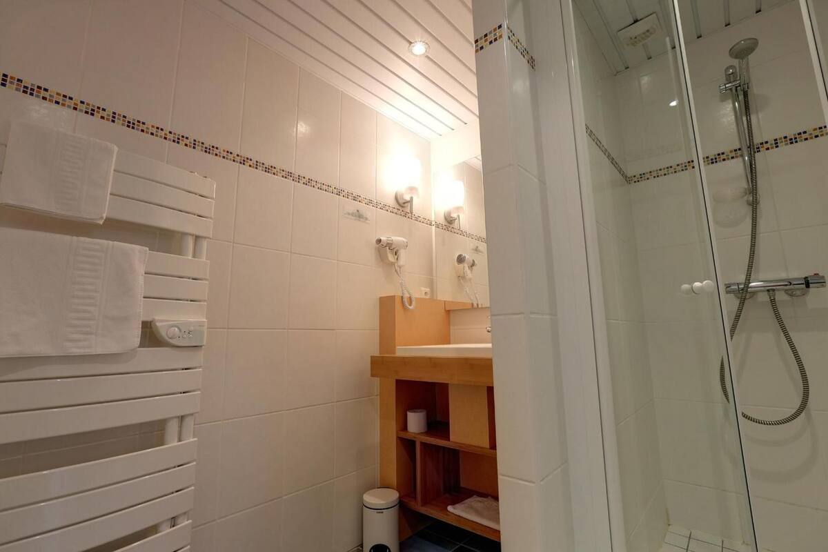 free toiletries, hair dryer, towels