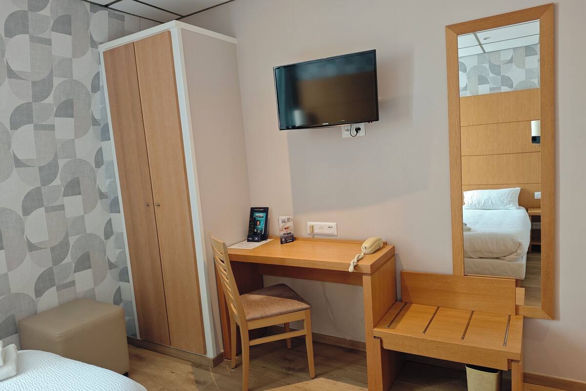 twin room (faidherbe) | desk, blackout curtains, soundproofing, iron/ironing board