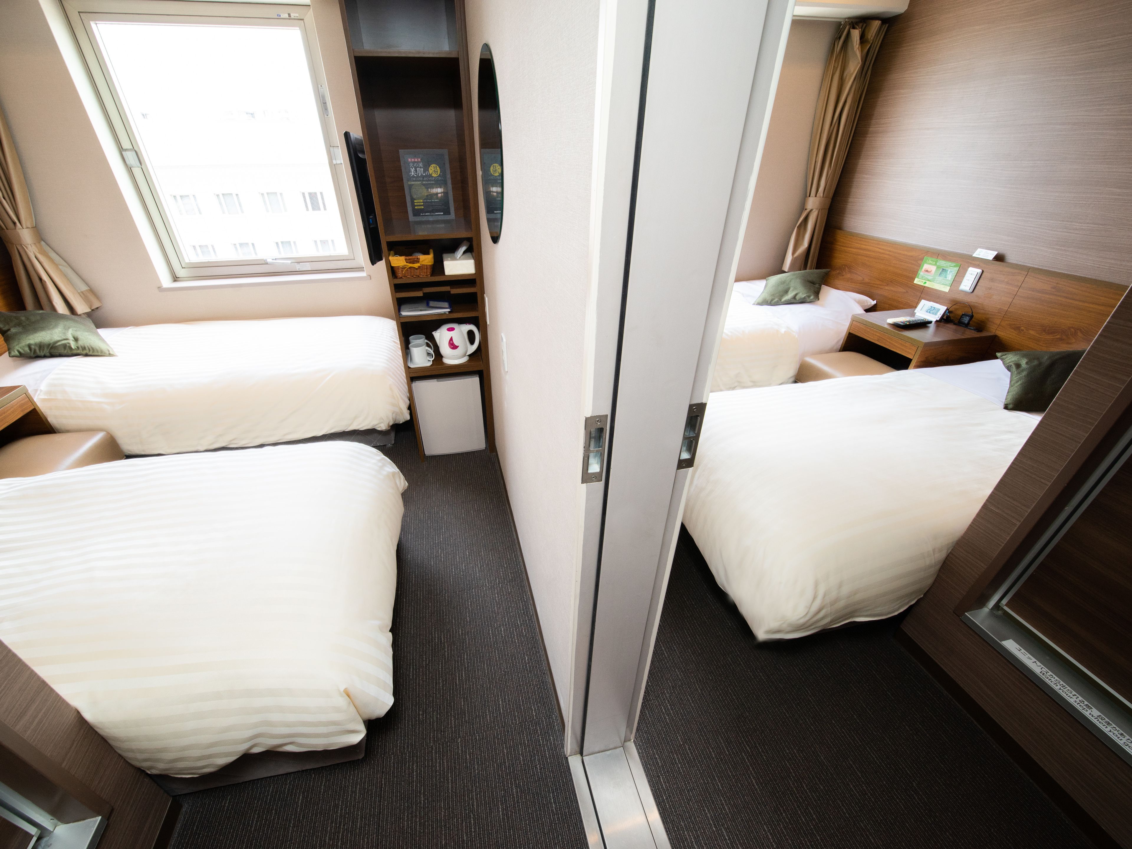 adjoining twin room, non-smoking, for 3 or 4 person | individually decorated, desk, free wifi, bed sheets