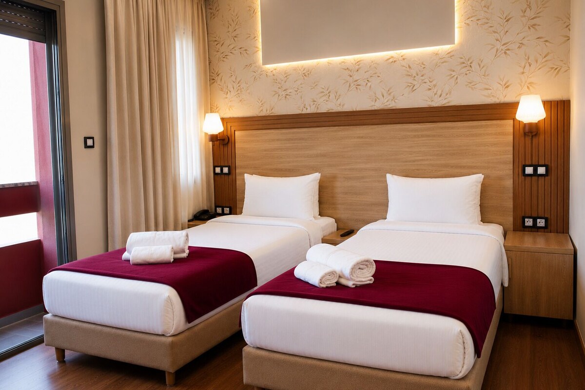 Standard-Zweibettzimmer, Meerblick | Bettwäsche aus ägyptischer Baumwolle, hochwertige Bettwaren