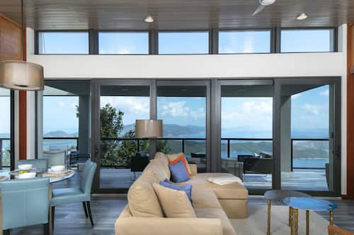 Panoramic Villa, 2 Bedrooms, Kitchen, Ocean View (Royal Palm) | Living room | 55-inch LCD TV with satellite channels, TV, Netflix