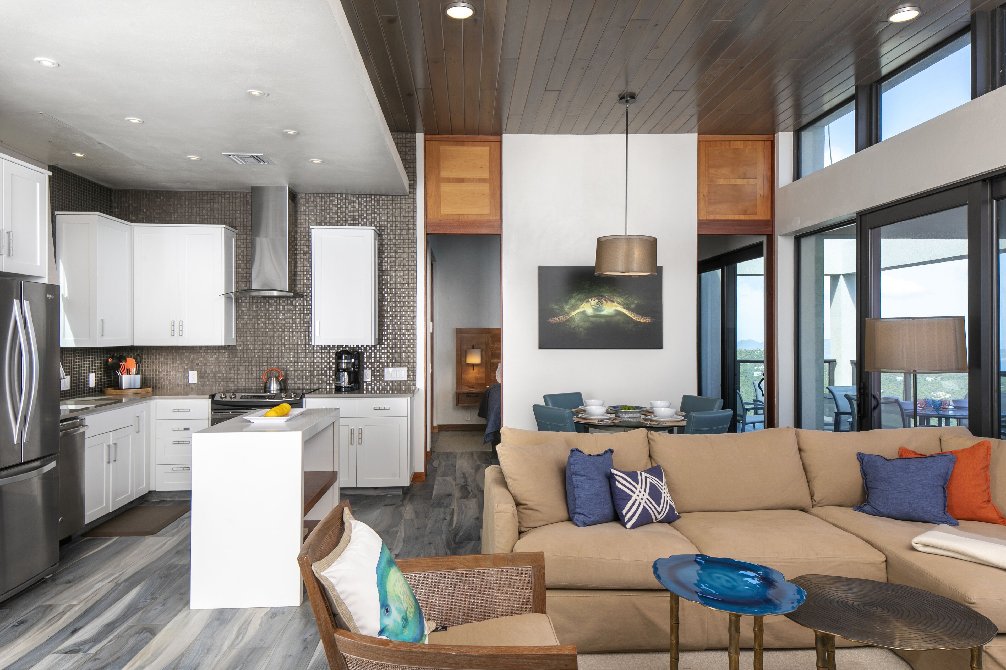Panoramic Villa, 2 Bedrooms, Kitchen, Ocean View (Royal Palm) | Living area | 55-inch LCD TV with satellite channels, TV, Netflix